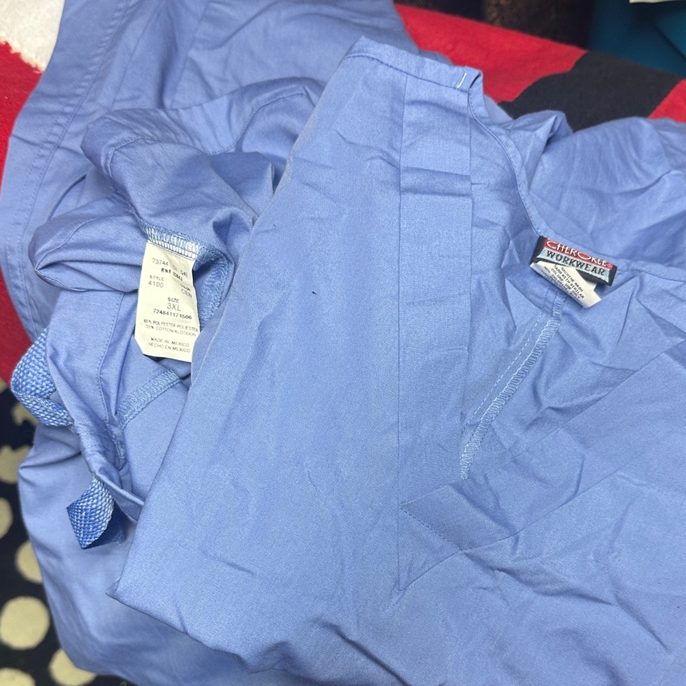Set top/bottom Cherokee Workwear Men's Light Blue Button Down Shirt